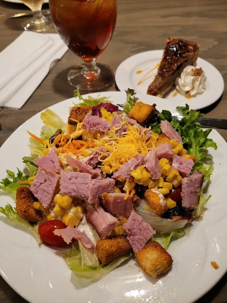 Salad Bar Topped with Glazed Ham